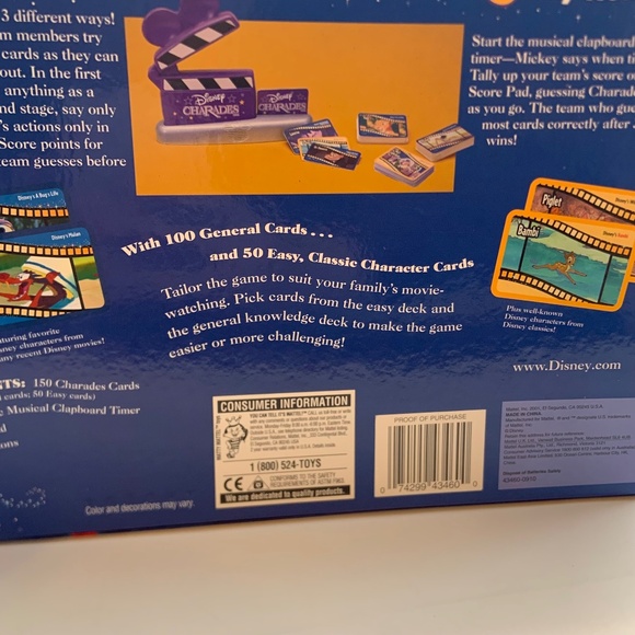 Disney Family Charades Game w/ Electronic Musical Clapboard Timer Mattel 2001 - Picture 11 of 15